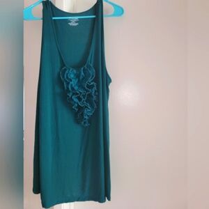 Lane Bryant Blue Ruffled Sleeveless Tank Top